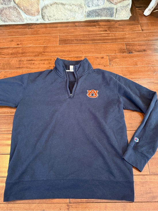 Champion Other - Champion Navy Quarter-Zip Pullover with Orange Auburn Logo